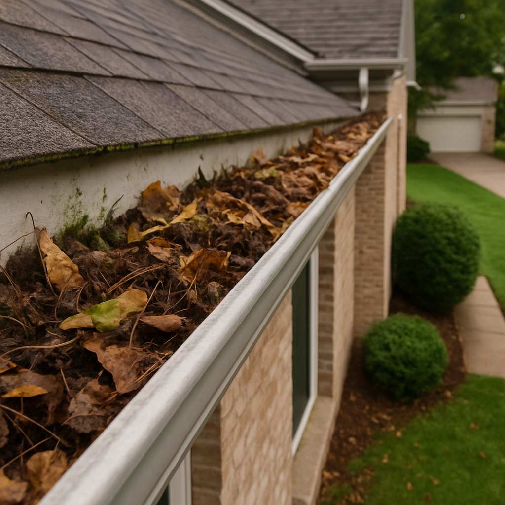 Dirty gutters before cleaning